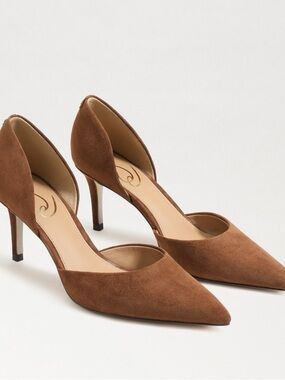 Sam Edelman Suede D'Orsay Pointed Pumps - Brown